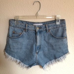 Topshop Distressed Denim Shorts